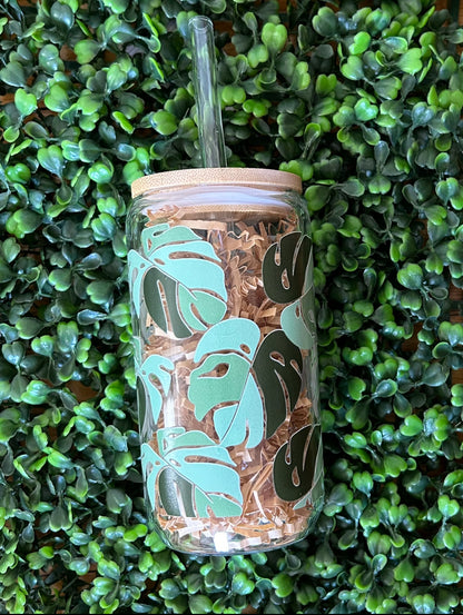 Monstera Glass Can