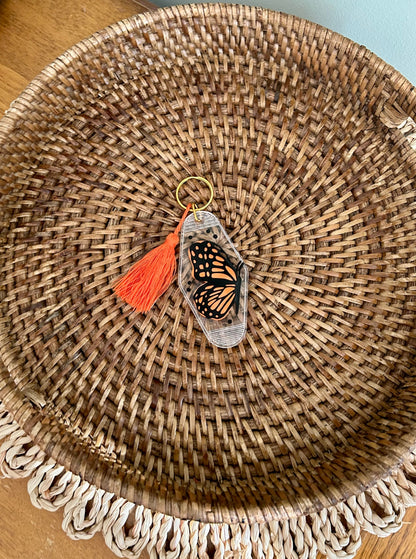 Monarch Butterfly Motel Keychain