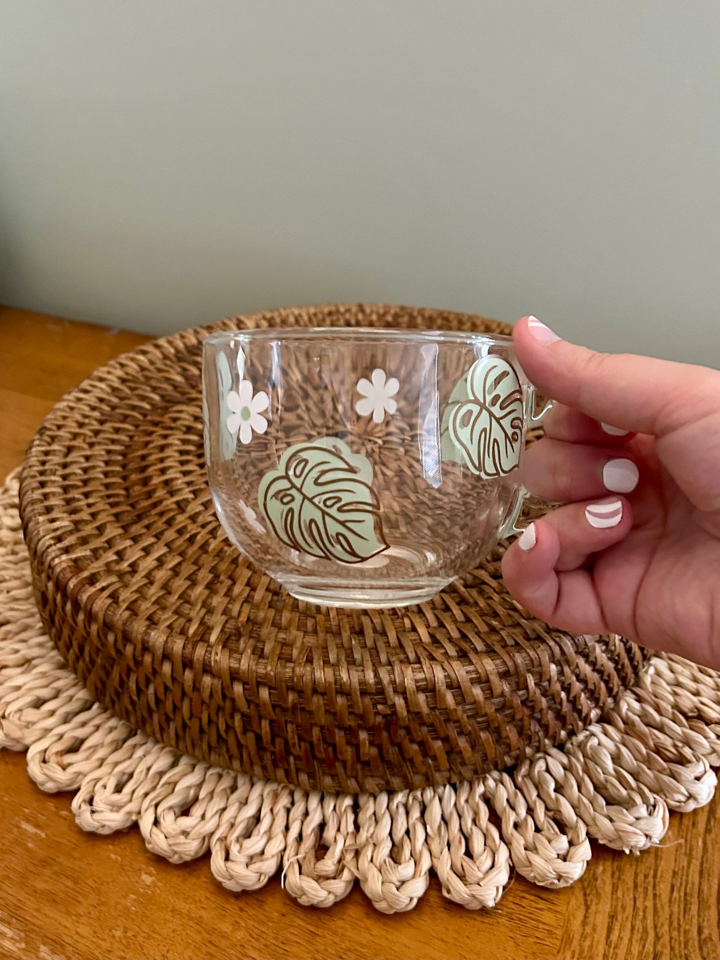 Monstera Leaf Glass Mug