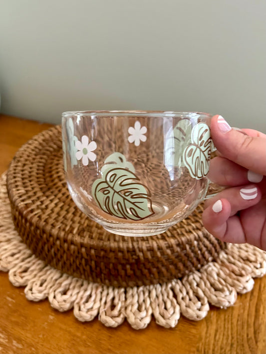 Monstera Leaf Glass Mug